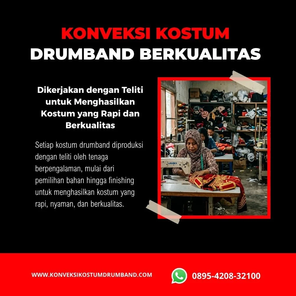 Proses produksi kostum drumband custom di konveksi