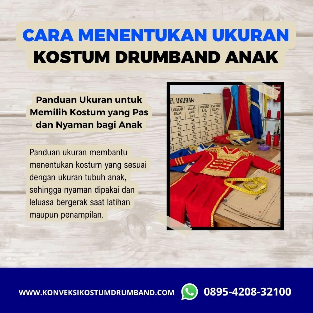 Tabel ukuran kostum drumband anak untuk menentukan ukuran pakaian