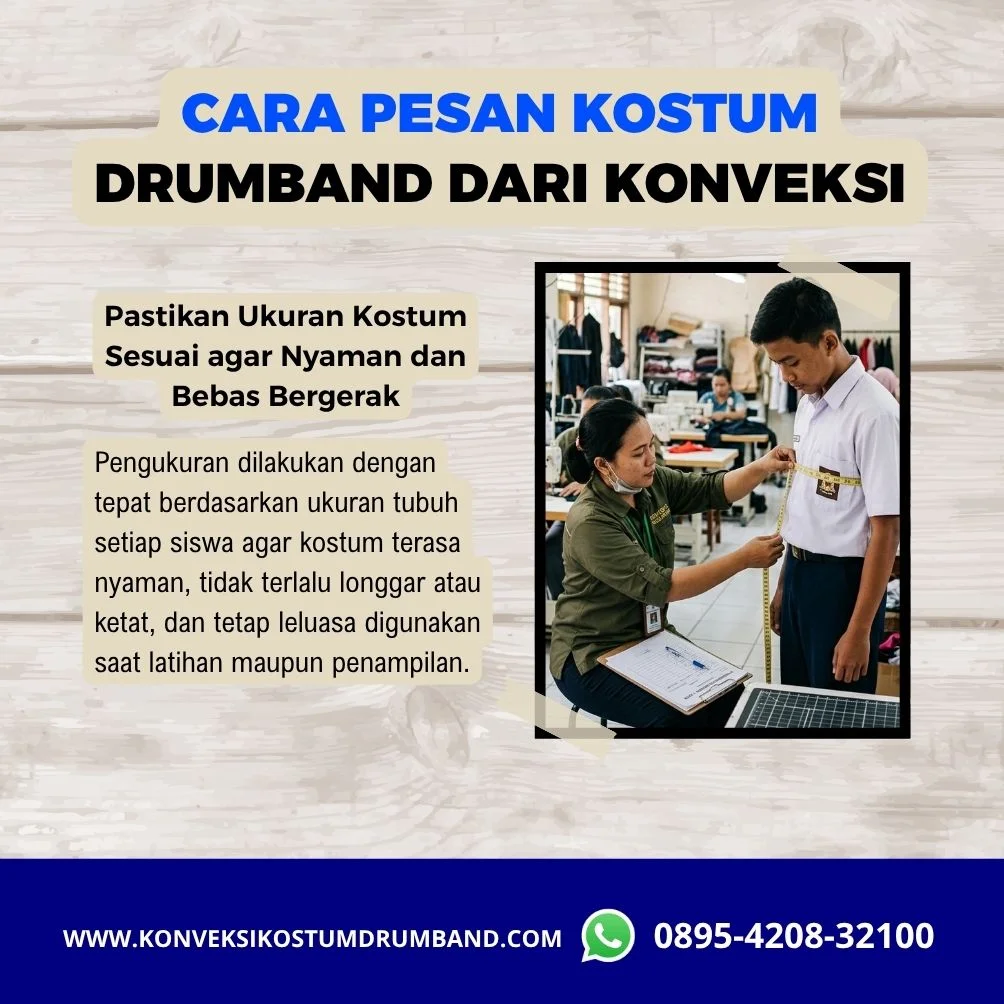 Pengukuran ukuran siswa untuk kostum drumband custom