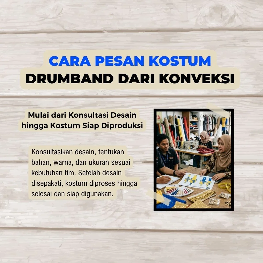 Konsultasi desain kostum drumband custom dengan konveksi