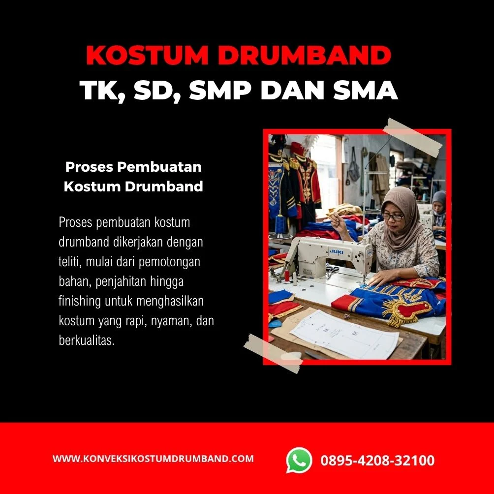 Proses pembuatan kostum drumband custom di konveksi