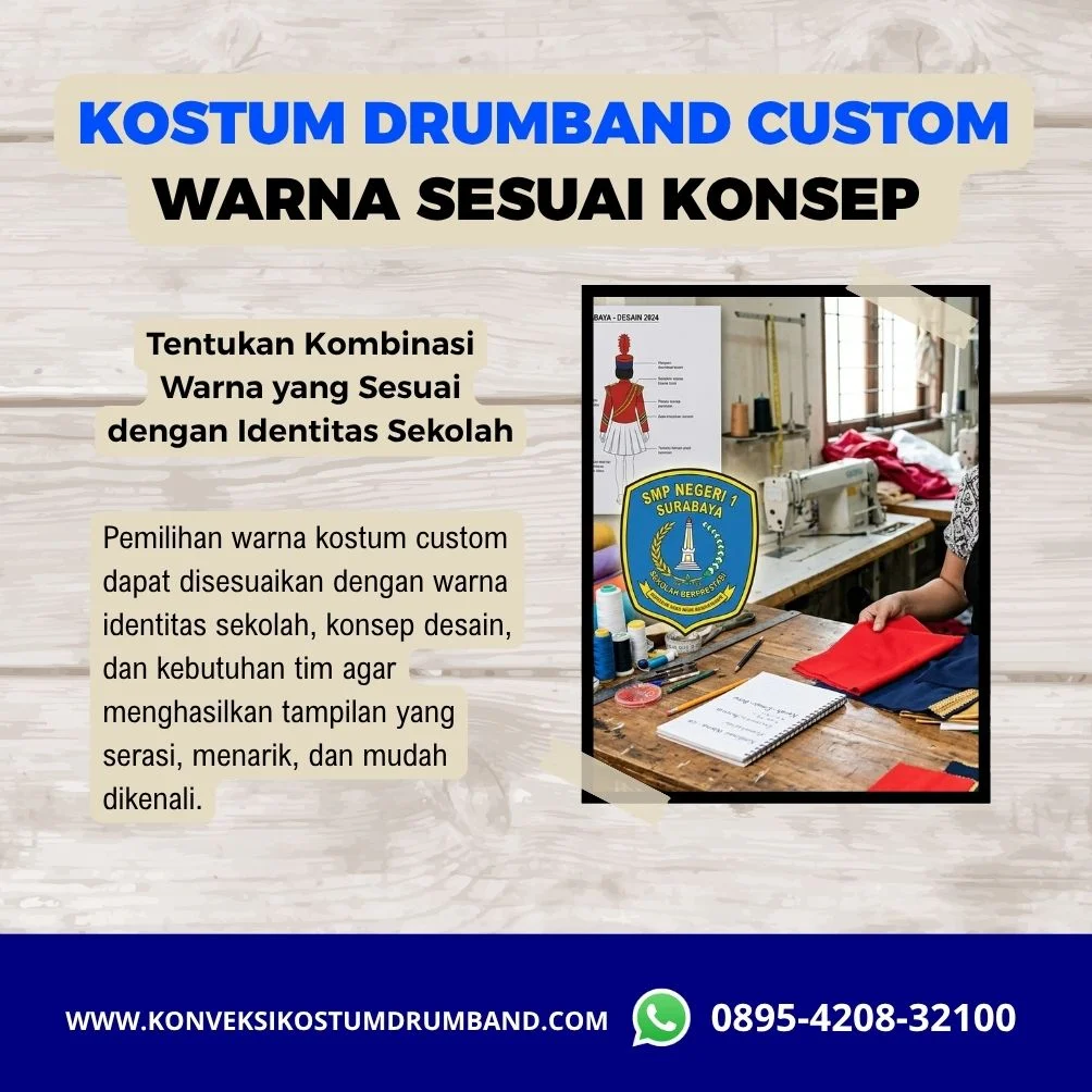 Proses memilih warna dan desain kostum drumband custom sesuai konsep sekolah