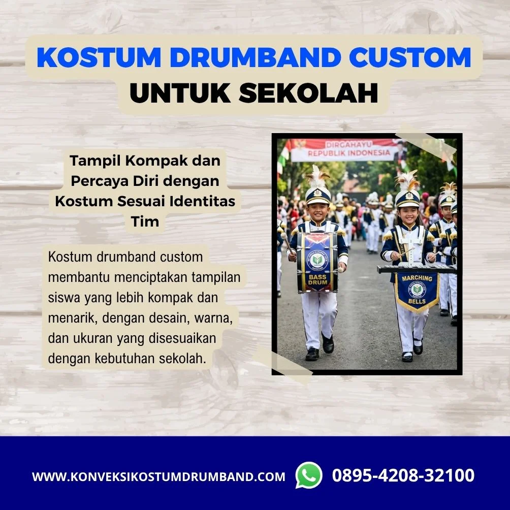 Siswa menggunakan kostum drum band custom untuk kegiatan sekolah
